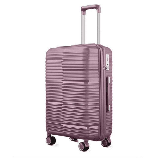 TRAVLR Valise 28 Pouces Légère Durable 100 % PP Rigide Extensible, Chariot en Aluminium, Roues Doubles Pivotantes Silencieuses, Cadenas TSA - Rose