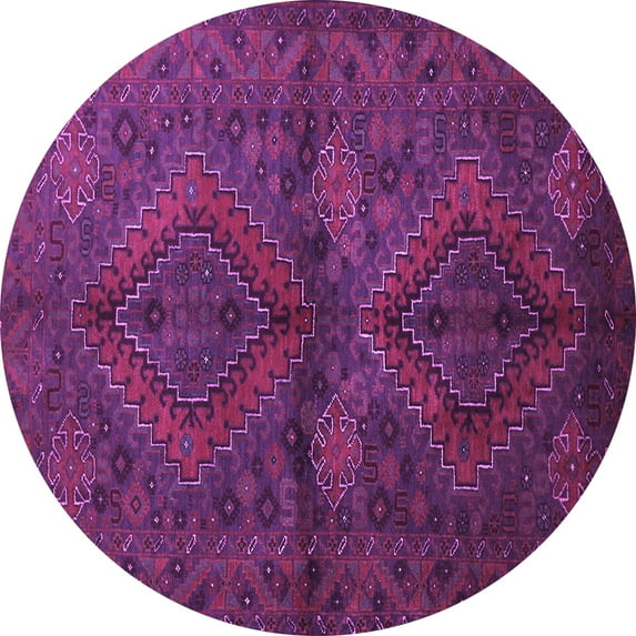 Ahgly Company Indoor Round Persian Purple Traditional Area Rugs, 8' Round