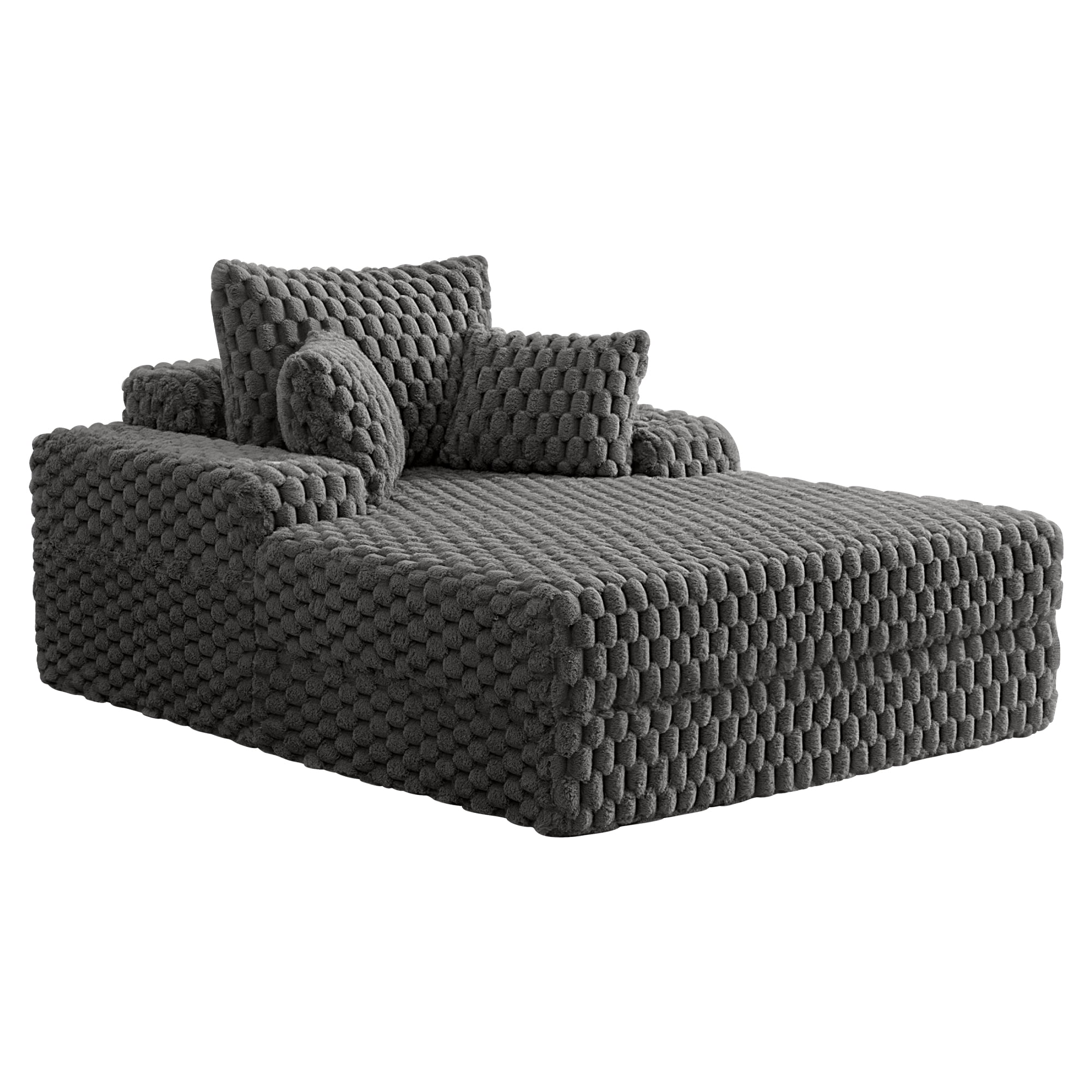 COOLHUT 46.7" W Oversized Floor Chaise Lounge Chair Sofa with Cup Holders, Cloud Plush Floor Sofa Bed Upholstered Deep Seat Sleeper Reading Chair Couch for Living Room, No Assembly, Gray