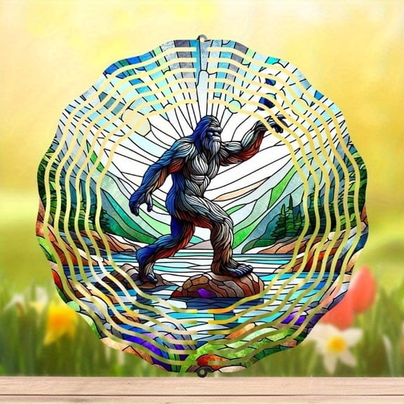 HELLOYOUNG Wind Spinner Outdoor Bigfoot Wind Sculpture 3D Metal Yard Art Kinetic Garden Decor Heavy Duty Steel Weather Resistant Windmill for Lawn Patio Backyard