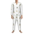 thumbnail image 3 of Balery Rabbit Blowing Dandelions Pijama para Hombre de Dos Piezas con Manga Larga, Conjunto de Dormir y Descanso Suave con Bolsillos-Small, 3 of 7