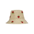 thumbnail image 2 of No Boundaries Straw Bucket Hat, Women's, Natural/Strawberry, 2 of 3