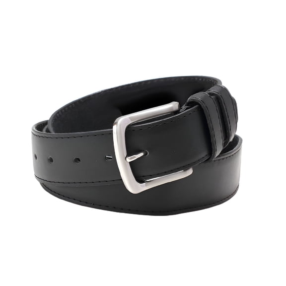 TELOLY Men Double Prong Pu Leather Belt Casual Work Heavy Duty Belt Double Grommet Holes Belt for Jeans