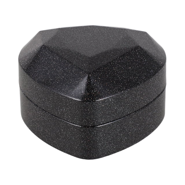 Caja para anillos de compromiso con luz LED en forma de corazón. Estuche de regalo de lujo con facetas para propuestas de matrimonio, aniversarios, bodas, Navidad, color negro.