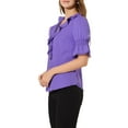 thumbnail image 5 of Allegra K Women's Ruffled V Neck Puff Elbow Sleeve Semi-Sheer Chiffon Blouse, 5 of 7