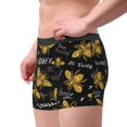 thumbnail image 3 of Rateoe Hohey Bee Golden Embroidery Mens Boxer Briefs Poly Spandex Performance Boxer Briefs Underwear Hem Boxer Briefs - Small, 3 of 8