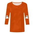 thumbnail image 6 of Jkety Casual 3/4 Sleeve V Neck Shirt for Women Funny Holiday Graphic Tee Fall Winter Loose Fit Tops Women's T Shirts(Orange,XL), 6 of 6
