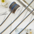 thumbnail image 3 of Cinta ondulada metálica de 17 m x 7 mm, bicolor, azul real y dorado. Cinta con flecos y ribete ondulado. Cinta trenzada con ribete de encaje en zigzag., 3 of 9