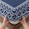 thumbnail image 3 of Twin XL Size Fitted Sheet Set - Navy Blue Boho 2 Piece Bedding Sets 16" Deep Pocket Fitted Sheet with 1 Pillowcases, Modern Geometric Bohemia Abstract Textured Brushed Microfiber Hotel Bed Sheets, 3 of 9