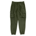 thumbnail image 4 of HOOMEUMY Men's Cargo Pants Cuffed Jogger Pants Slim Fit Elastic Waist Outdoor Work Trousers Cotton Army Green M, 4 of 9