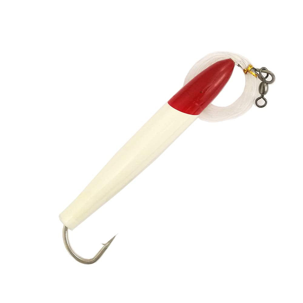 4" Rigged Cedar Plugs Red/White Color 6 Pcs w/Lure Bag