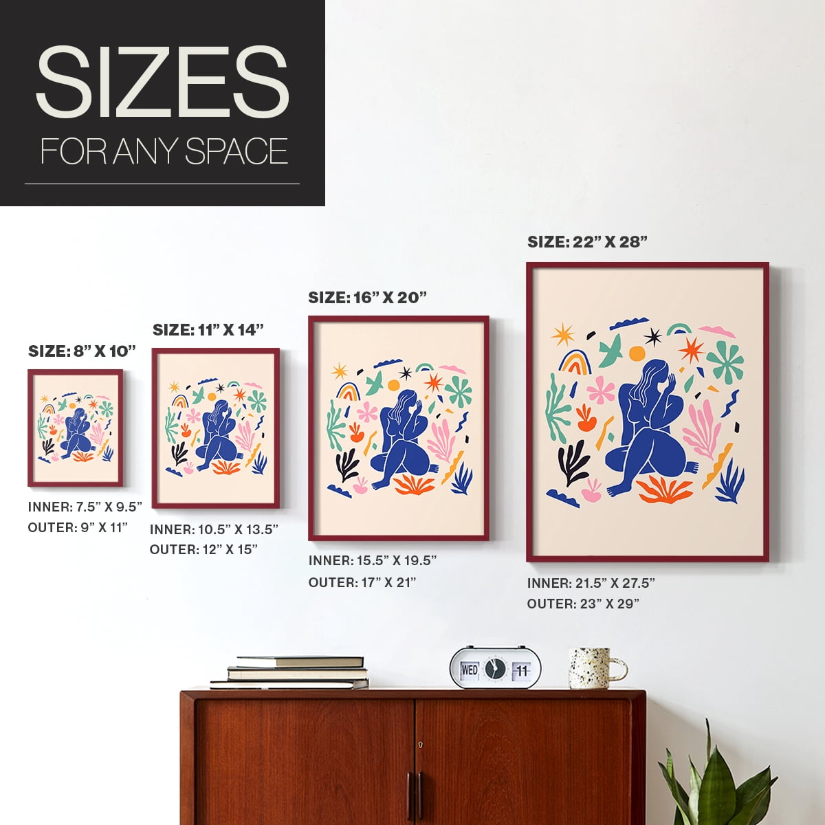 Matisse CDXLIV in Red Solid Wood Framed Print No Nail Hanging