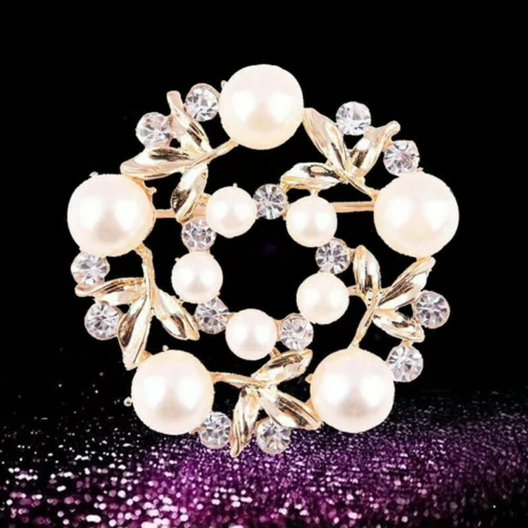 WBQF Hot Selling Fashion Full Pearl Rhinestone Flower Brooch