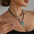 thumbnail image 4 of Zeiwohndc Western Jewelry Adjustable Turquoise Bead Necklace With Metal Conical Accent, 4 of 16