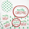 Red and Green Christmas Tree Disposable Round Paper Plates 7" 24 Count