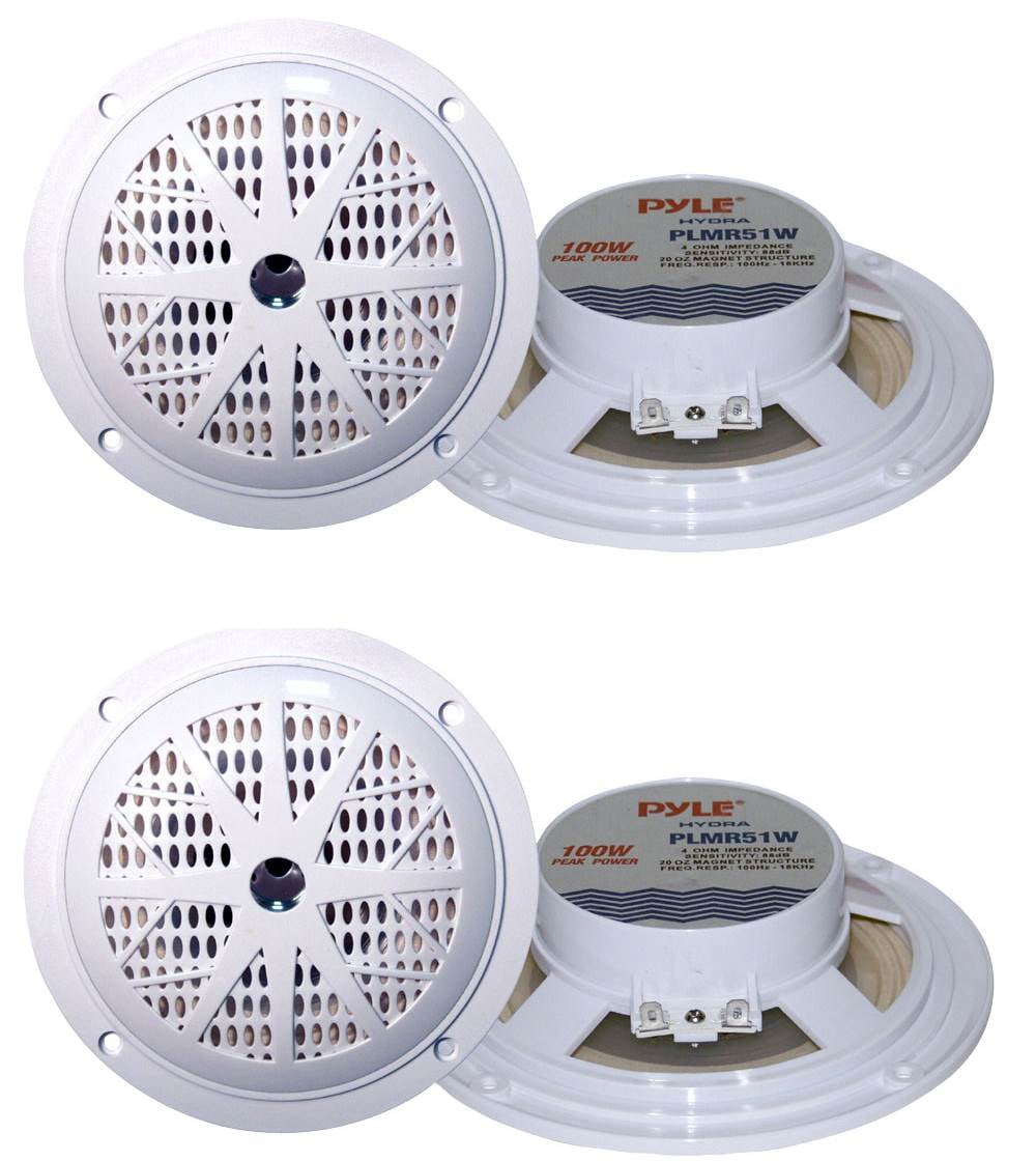 Pack of 4 NEW Pyle PLMR57W 5 1/4'' Dual Cone Waterproof Stereo Speaker System 