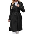 thumbnail image 2 of Double Breasted Women Solid Color Casual Long  Trench Coat with Belt, 2 of 6