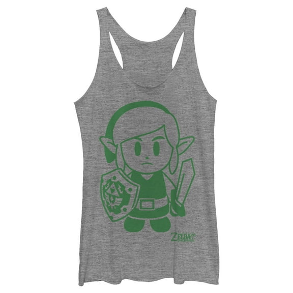 Women's Nintendo Legend of Zelda Link's Awakening Sleek Avatar Racerback Tank Top Gray Heather X Large