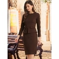 thumbnail image 2 of DARING DIVA Bodycon Round Neck 3/4 Sleeve Peplum Wear Sheath Dress XS Dark Brown, 2 of 6