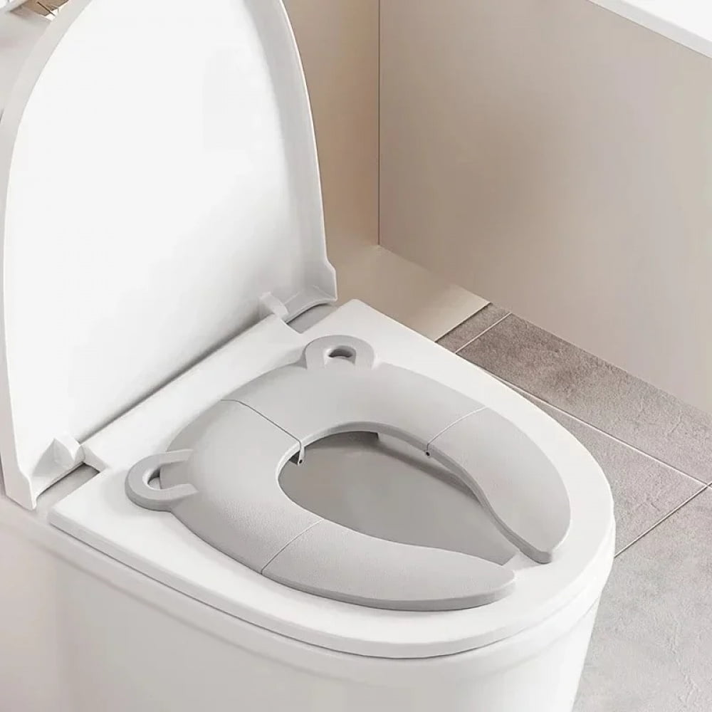 Foldable Toddler Potty Training Seat, Soft Portable Cartoon Bear Toilet Seat Cover for Kids, Non-Slip Travel Toilet Seat for Home & Trip