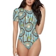 thumbnail image 2 of Picia Boho Dreamcatcher 1 Womens One Piece Swimsuits Modest Tummy Control Bathing Suits Lace Up Slimming Swim Suit-Small, 2 of 9