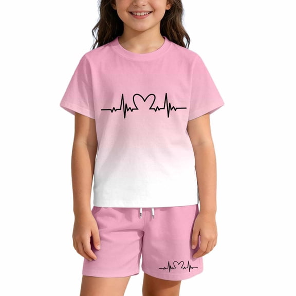 Djtdsds Gradient Letter Print Two Piece Outfit for Boys Girls Kids Casual Summer Wear Size:11-12 Years