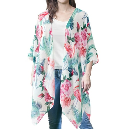 Women's Swimsuit Loose Cover Up Casual Top Printed Kimono Cardigan