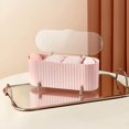 thumbnail image 4 of Caja para hisopos de algodón, dispensador de algodón en polvo con tapa transparente, organizador de maquillaje con 3 compartimentos para tocador y baño, 4 of 5