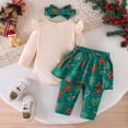 thumbnail image 6 of CAICJ98 Baby Girl Christmas Outfit Newborn Dress Ruffle Long Sleeve Romper+Tutu Skirt Pants+Headband 3Pcs Set Winter Clothes,Size 3-6 Months, 6 of 9
