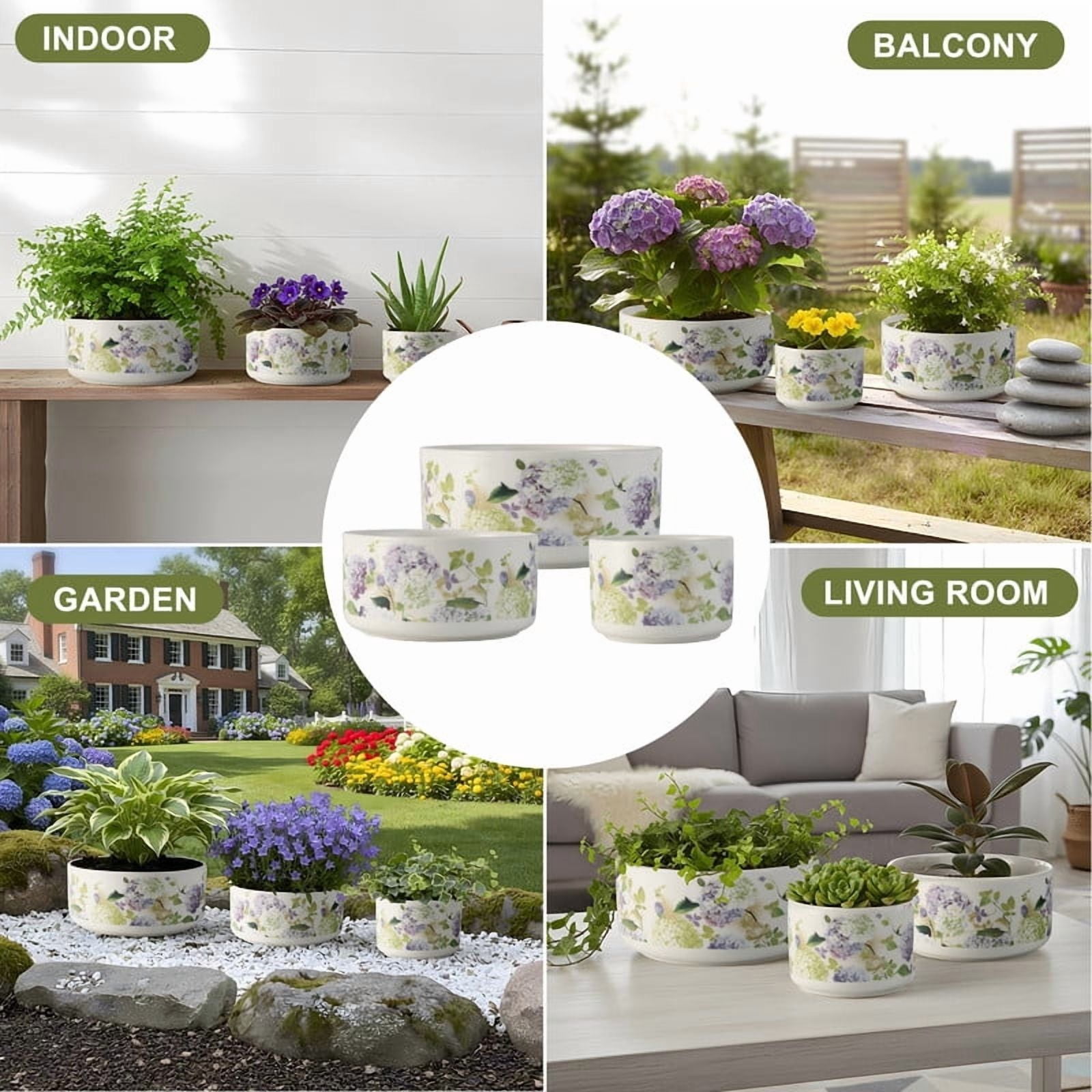 ShangDemonMaster White Ceramic Planter Set of 3 Indoor Plant Pots Matte Glazed Stoneware 5.9, 4.9 & 3.9 Inch