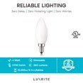 thumbnail image 6 of Luxrite E12 LED Chandelier Frosted Light Bulbs, Dimmable, 40 Watt Equivalent, 2700K Warm White, 360 Lumens, Blunt Tip, 12-Pack, 6 of 7