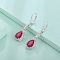 thumbnail image 5 of Starchenie Birthstone July Ruby Dangle Earrings for Women 925 Sterling Silver Rose Flower Drop Leverback Earrings Jewelry, 5 of 6