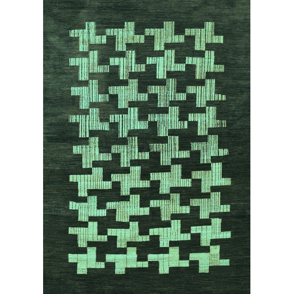 Ahgly Company Indoor Rectangle Abstract Turquoise Blue Modern Area Rugs, 2' x 3'