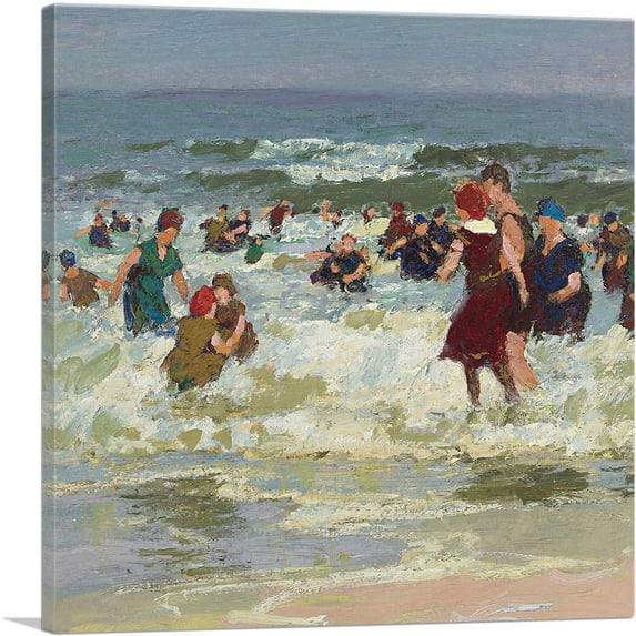 ARTCANVAS At The Beach Canvas Art Print by Edward Henry Potthast - Size: 26" x 26" (1.50" Deep)