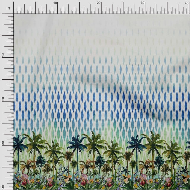 oneOone Cotton Poplin Fabric Geometric|Tree & Floral Panel Print Sewing Fabric BTY 56 Inch Wide