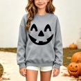 thumbnail image 4 of fnnxnal Girls Hall-oween Sweatshirt, Gray Pumpkin Face Crewneck Top for Kids 2-13 Years,Size 3-4 T, 4 of 8