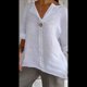 thumbnail image 5 of Camisa de para Mujer, Cuello en V, Botones, Blusa , Mangas 3/4, Informal, Holgada, Estilo Túnica, Camisetas de Verano. L, 5 of 8
