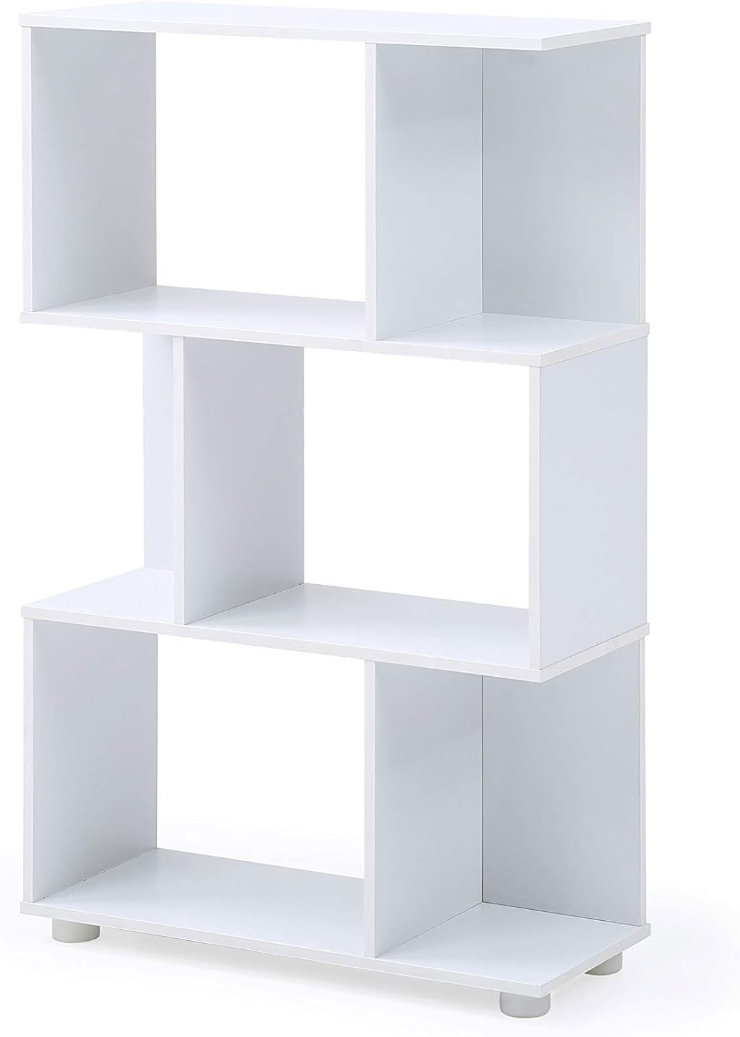 MAYEERTY 3-Tier Staggered Bookshelf, Freestanding Display Storage Shelf Unit for Living Room Bedroom Home Office Small Spaces