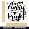 thumbnail image 2 of Merry and Bright Christmas with Holly Self-Inking Rubber Stamp Ink Stamper - Sky Blue Ink - Small 1 Inch, 2 of 7
