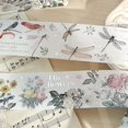 thumbnail image 4 of 1pc/pack Vintage Feathers Flowers Bird Masking Washi Tape Retro Ins Decorative Adhesive Material Sticker Label Scrapbooking 1.57inch*118.11inch, 4 of 5