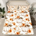 thumbnail image 2 of Manfei Fall Pumpkin Bed Sheets,Rustic Flower Floral King Sheets,Gray White Grid Sheet Set For Children,Breathable Home Decor,4 Pieces, 2 of 7