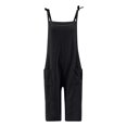 thumbnail image 3 of QATAINLAV Sales Today Cropped Jumpsuits for Women 2025 Summer Casual Vacation Outfits Eyelet Embroidery Adjustable Strap Short Overalls One Piece Capri Pants with Pockets Black XL, 3 of 6