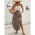 thumbnail image 3 of QINCAO Womens High Waist Smocked Bohemian Long Skirt Elegant Chic Skirt with Belt S-XXL, 3 of 6