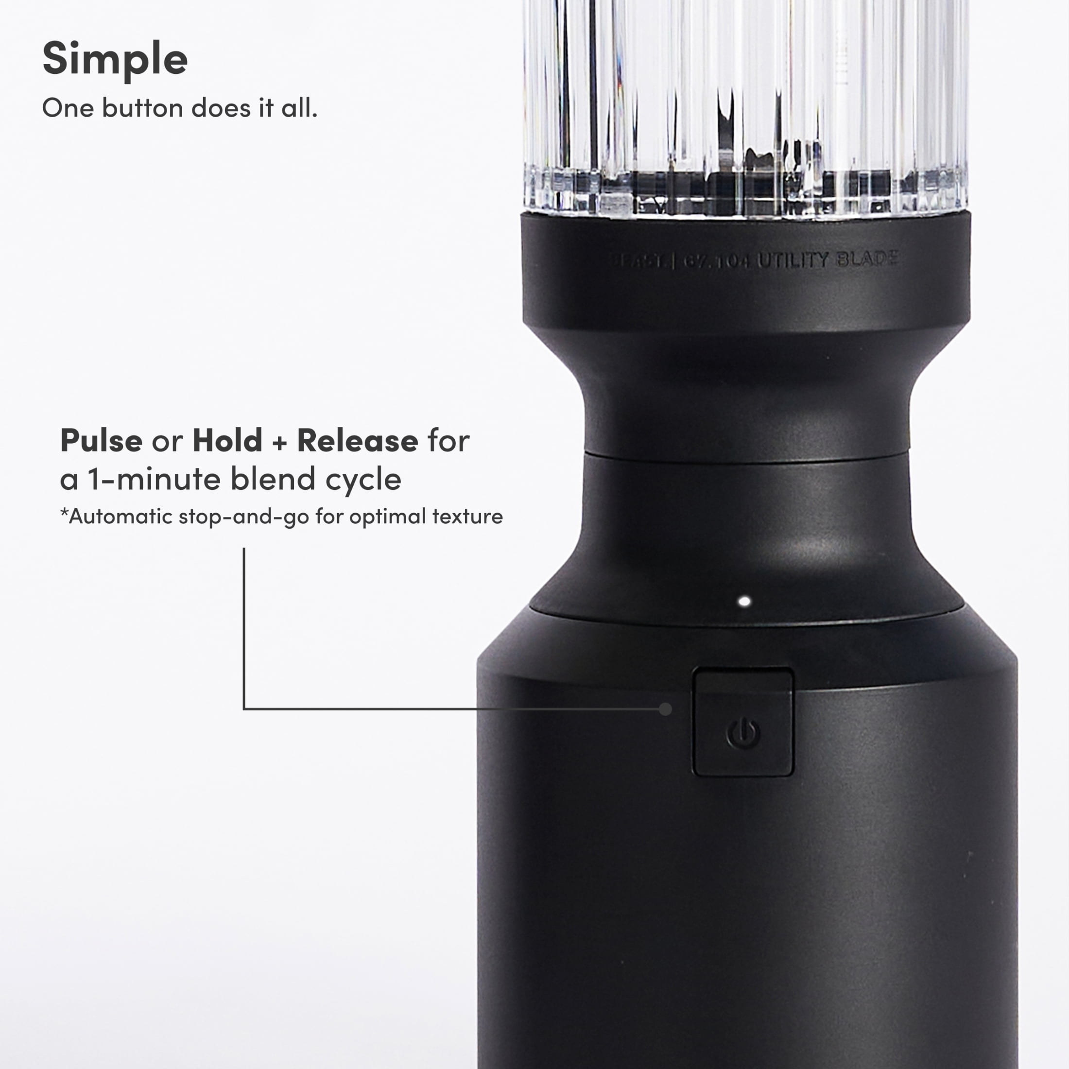 The Beast Mini® Blender | Personal Countertop Blender for Smoothies, Shakes, Food Prep, Frozen Fruits & Veggies, Sauces & Dips | Portable Bottle, Straw Cap and Straws | 600W Motor (Carbon Black)