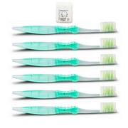 Sofresh Toothbrush Adult Soft Bristles, 6 Seafoam with Weldental Xylitol Dental Floss