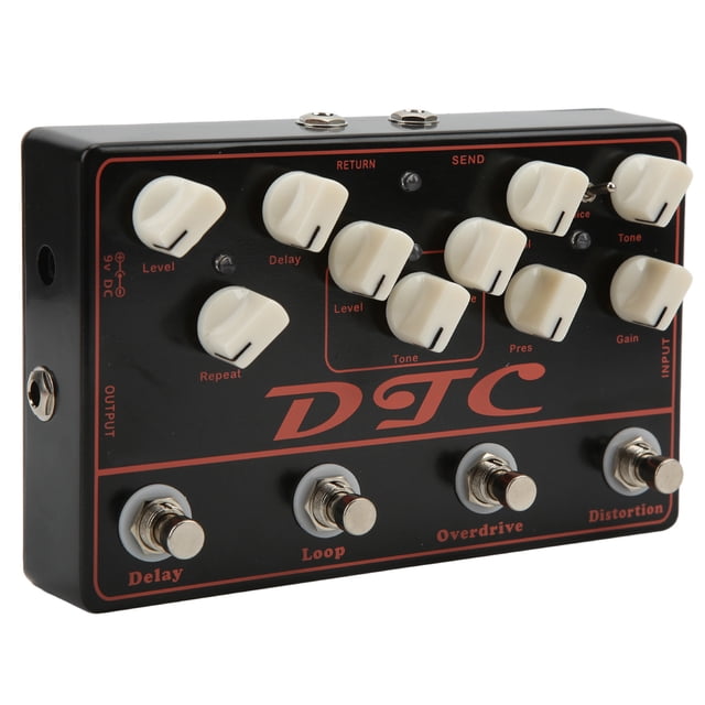 Sintetizador Pedal de guitarra Distorsión eléctrica Overdrive Loop Delay Efecto 4 en 1