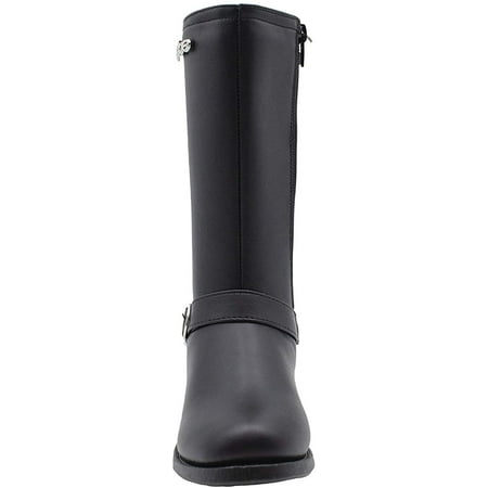 bebe - bebe Girlsâ Big Kid Slip On Tall Riding Boots with Lace Up Back, Buckle Straps and