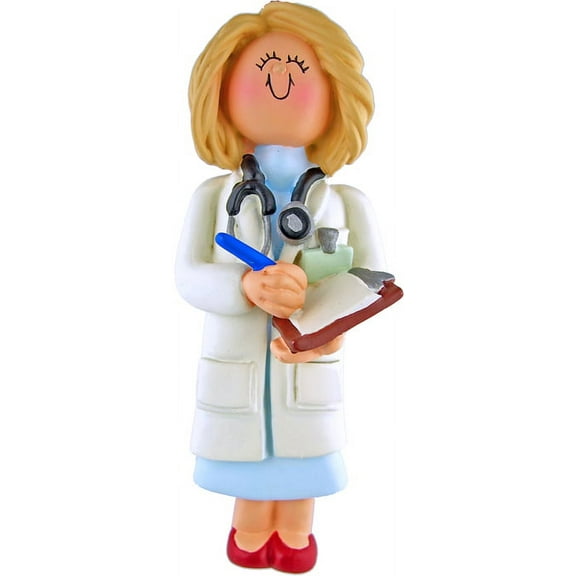 Doctor Female Blonde Personalized Christmas Ornament DO-IT-YOURSELF