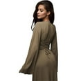 thumbnail image 4 of Vestido de Punto Acanalado para Mujer, Acampanada, Ajustado, Holgado e Informal. Caqui XXL, 4 of 7