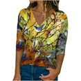 thumbnail image 1 of Pompotops T-shirt à Manches Longues Décontracté Mode Automne Col en V Imprimé pour Femmes, 1 of 4